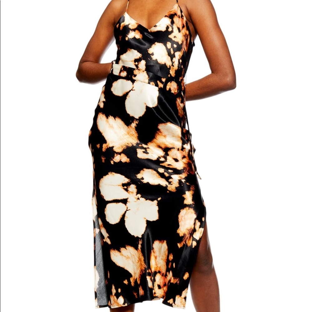 Topshop tie dye belted slip midi dress 2 US